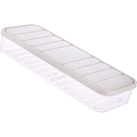 Rechteckiger, luftdichter Kunststoff-Kühlschrankbehälter für Teigtaschen mit Deckelhalter für den Haushalt, weiß, Größe S. (1/5)