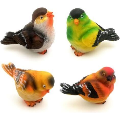 4 pièces Oiseaux en Résine Oiseaux Animaux Figurine, Artificiels Sculptures d'animaux et Statues pour Pots de Fleurs de Jardin DIY Décoration