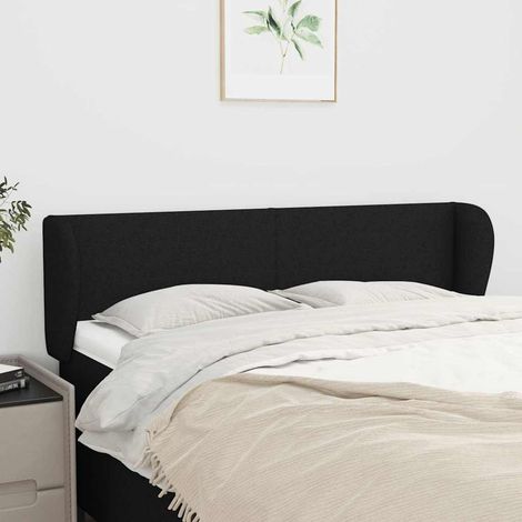 vidaXL Cabecero de tela negro 147x23x78/88 cm (1/5)