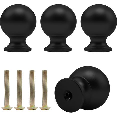4 Pièces Bouton Meuble, Noir Boutons de Portes pour Placards, Rond Poignée Armoire, Comprend 4 Vis, pour Tiroirs, Armoires (1/5)