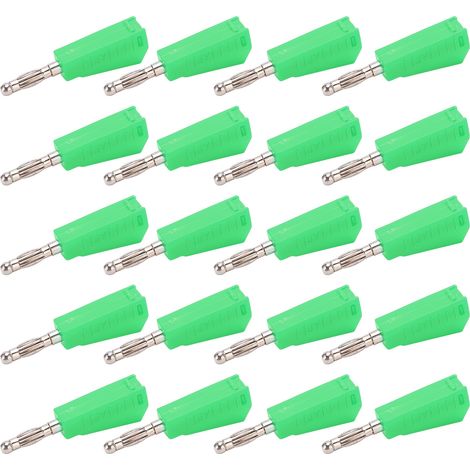 Connecteur de type lanterne à fiche banane en cuivre pur de 4 mm, enfichable et empilable, connecteur accessoire pour instruments pédagogiques, vendu par paquets de 20, vert. (1/5)