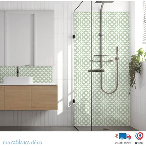 Panneau de douche : Rosaces et couleurs 2 - Couleur Vert blanc - Alu composite - 90 - 245 (1/3)