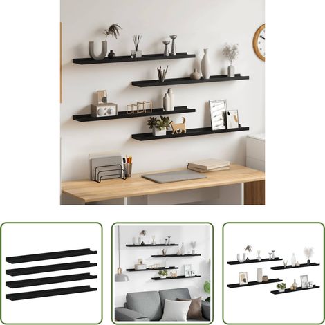 Wandregale - Wandregale 4 Stk. Schwarz 80x9x3 cm (1/5)