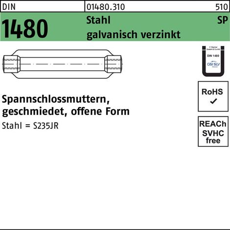 DIN 148 Spannschlossmuttern Stahl ÜZ SP M 10 / 125 galvan (1/2)