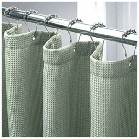 180 x 180 cm, rideau de douche vert sauge rideau de douche gaufré, rideau de douche en tissu hydrofuge, 12 œillets métalliques, polyester de qualité supérieure, résistant, vert sauge (1/4)