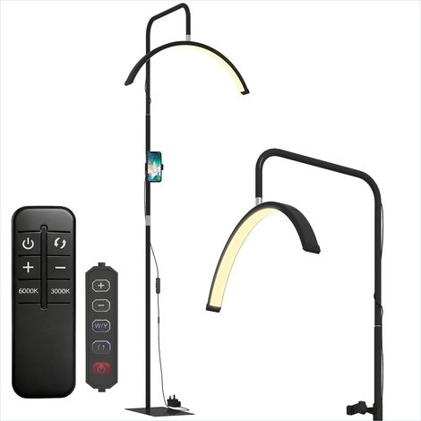 Lampe de table Lampadaire LED sur pied en acier et plastique noir (1/5)