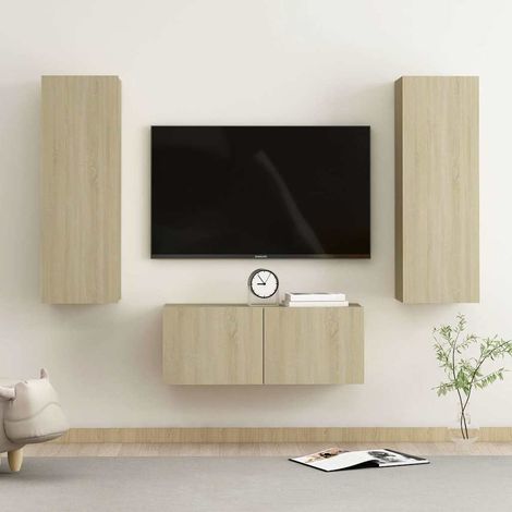 Ensemble de meubles TV 3 pcs pour Salon - Armoire TV Chêne sonoma Aggloméré BV721202 - BonneVie (1/5)