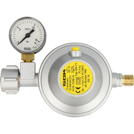 GOK limiteur p. caravane, niveau2,EN71 KLF x G 1/4 LH-KN, avec manomètre