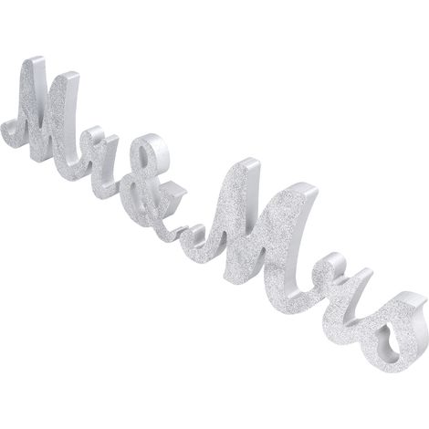 Panneaux Monsieur et Madame, lettres en bois argentées, décorations MR et MRS, accessoires photo pour mariage, fêtes et maison (1/5)