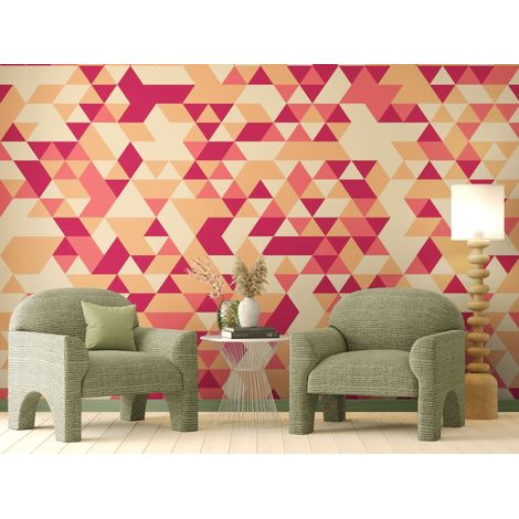 Papier peint géométrique – Motif triangulaire rétro chic - 150 x 250 cm (1/2)