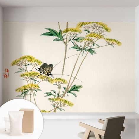 Papier peint intissé mural avec colle pour salon et chambre Décoration murale rapide - Colle incluse gratuite Fleurs de la nature 152x104 cm (1/5)
