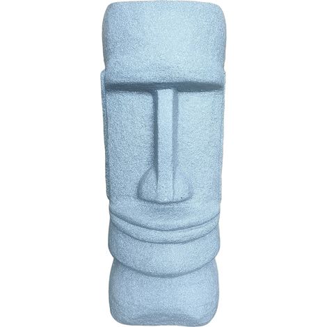 Relaxdays Statua Moai XXL, decorazione da giardino, testa Rapa Nui, 47x20x18 cm, resina grigia