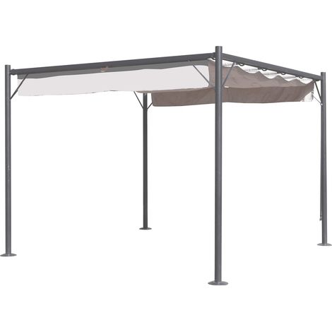 Pergola da Giardino 3x3m in Acciaio e Poliestere Grigio Chiaro (1/5)