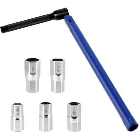 Clé de robinet, Outil pour L'installation de Robinets 8-12 mm, Robinet D'évier Clé, En acier de qualité - Jeu de Clés pour Écrou de Robinet pour robinet de lavabo, installations sanitaires (Bleu) (1/5)