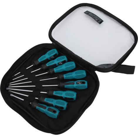 Kit 9 pièces tournevis plat et cruciforme 9907, acier chrome vanadium, outil de réparation manuel, livré en sachet PE (1/5)