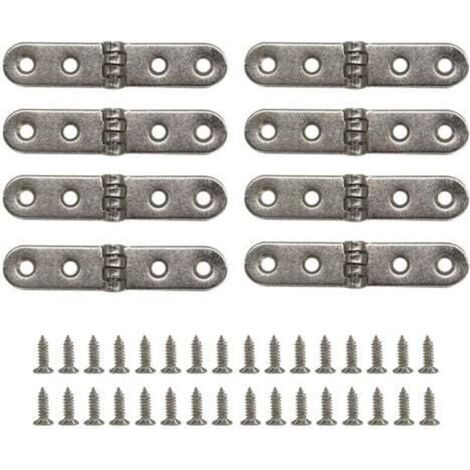 Set di 8 cerniere con viti, per porte, armadi, scatole di legno, scatole dei ricordi, contenitori, bauli del tesoro e armadi (argento)