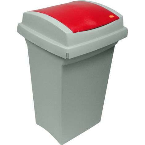 1PZ BIDONE RECYCLING PER DIFFERENZIATA Lt. 50 - cm. 43x39x68h col. Rosso/Grigio