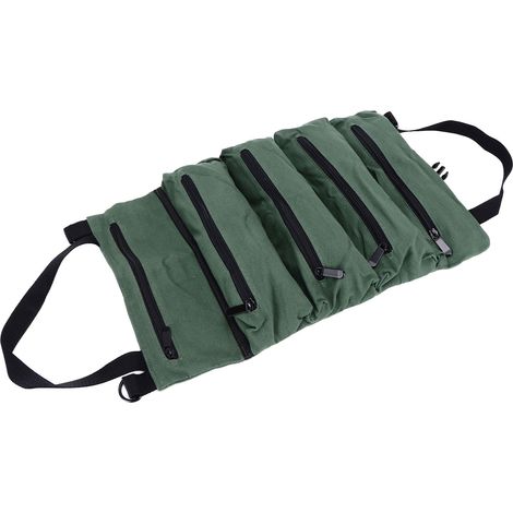 Sacoche à outils multifonctionnelle en toile, portable avec 5 poches zippées, sac de rangement pour outils étanche (1/5)