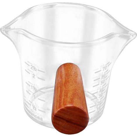 Pot à lait à deux becs, poignée en bois, verre doseur pour café et autres boissons, fond épais. (1/5)