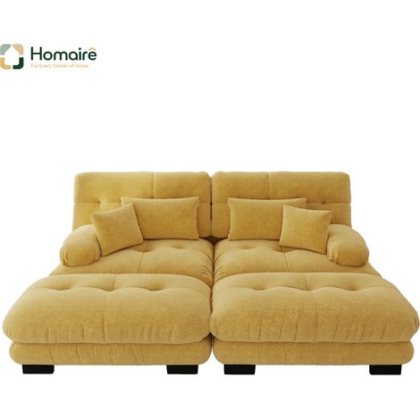 Sofa mit Modulen aus Chenille mit Armlehnen gelb en Polyester 220 x 145 x 81 cm HOMAIRE (1/5)