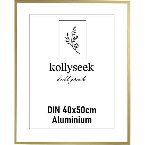 Bilderrahmen Aluminium 40x50 cm Gold mit Acrylglas & Passepartout (1/5)
