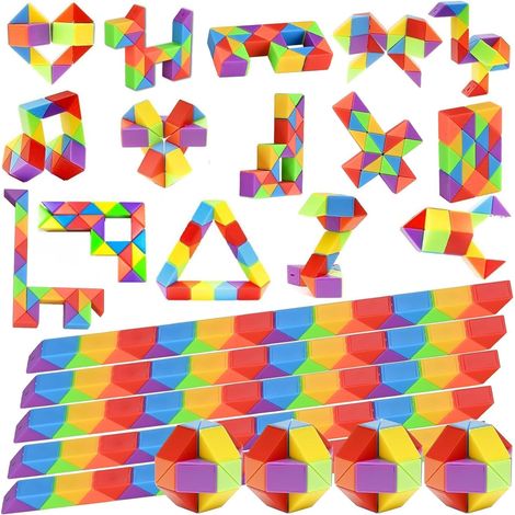 Cubo mágico serpiente de 24 piezas, mini cubo mágico serpiente, cubo rompecabezas infantil, mini rompecabezas giratorio para niños y adultos, Rainbow Toys, ideas de regalos de cumpleaños para niños (1/5)