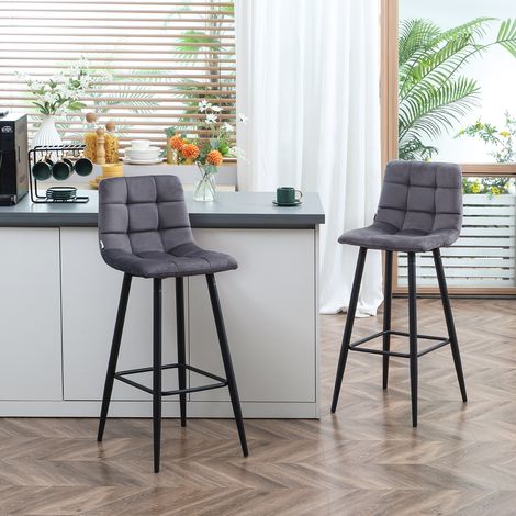 Ensemble de 2 tabourets de bar - avec repose-pieds en design rétro 42 cm x 47 cm x 105 cm gris - Moderne