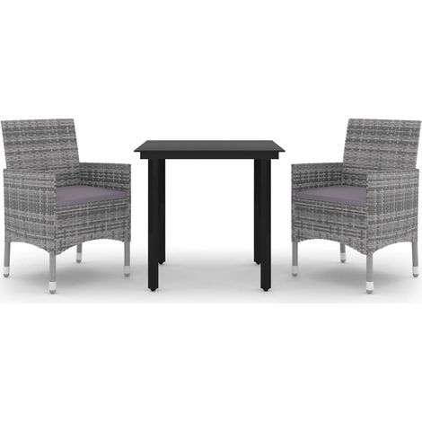 Maison Exclusive - 3-tlg. Garten-Essgruppe mit Auflagen Poly Ratt
