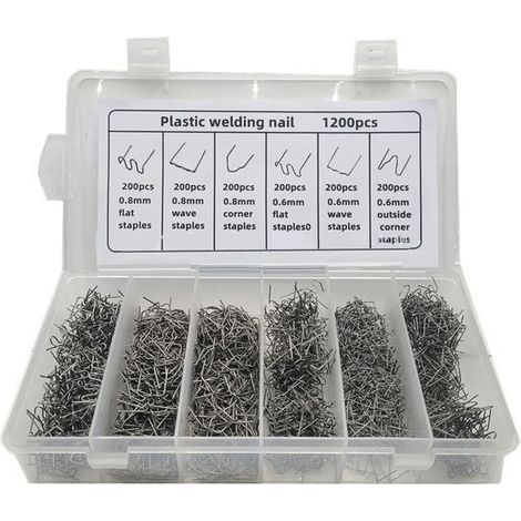 Clavos termofusibles para soldadura de plástico, clavos de reparación de parachoques de plástico con caja a juego para grapas termofusibles, otras piezas de repuesto para automóviles (1/5)