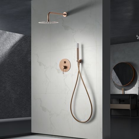 Imex -  Columna Ducha Empotrada con Grifo Oro Rosa Serie Line