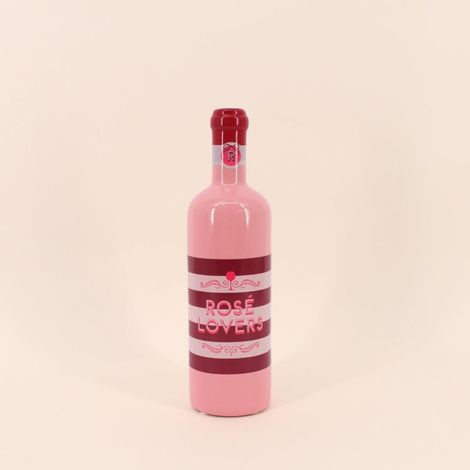 Vase bouteille de vin en faïence rayée rose, H29cm (1/5)
