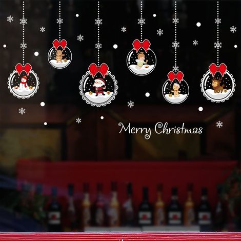 Stickers muraux de Noël, stickers double face pour vitres, décorations pour portes et fenêtres de salon (1/5)