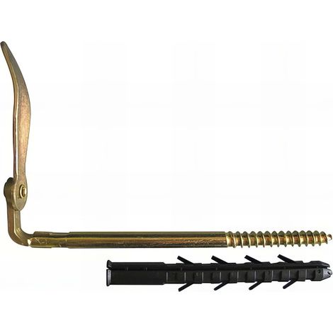 2 Arrêts de volet pour parpaing et brique creuse D. 10 x 190 mm + chev. D. 12x130 mm - Zingué jaune (1/6)