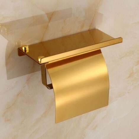 Wandmontierter Toilettenpapierhalter – Goldfarbener Edelstahl-Toilettenpapierhalter mit Handyhalterung für Bad und Küche