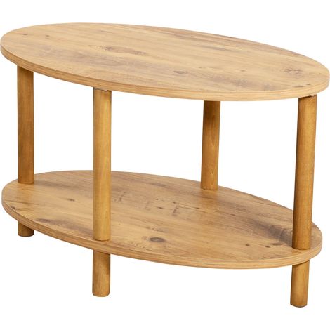 Mesa de centro ovalada 43 x 70 x 44 cm imitación madera 030008479