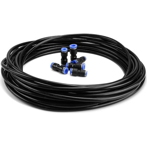 Pneumatic Hose 6 mm, 10 m Compressed Air Hose 6 mm, Polyurethane Outer Hose 6 mm x 4 mm Inner Black with 6 Pneumatic Connections 6 x 4, 6 x 6, 6 x 8 mm for Industry and Home (1/5)