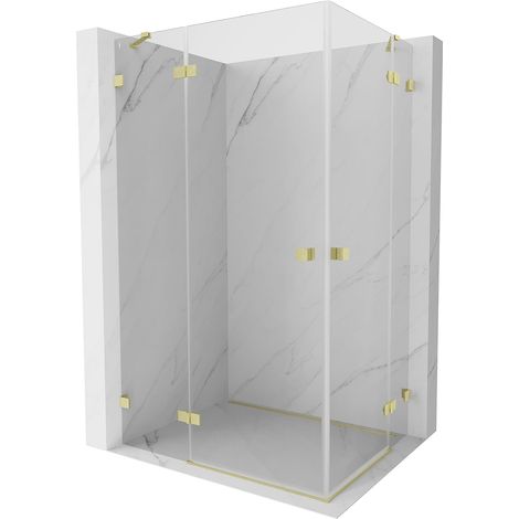 Mexen Lunar Duo cabina de ducha abatible izquierda 120 x 70 cm, transparente, oro cepillado - 834-120L-070P-55-00 (1/5)