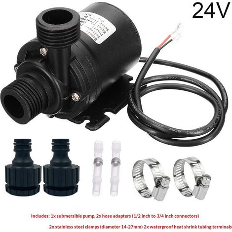 Pompa solare ad alta pressione per acqua, 12V/24V CC – Prevalenza 5 m – Portata 800 l/h – Senza spazzole (1/5)