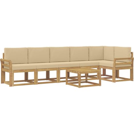 Outdoor-Sofagarnitur 7 stk. Weiß und Beige Polyester vidaXL (1/5)