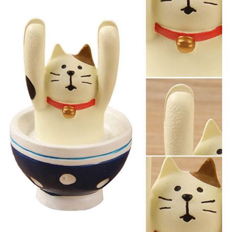 Porte-numéro - - Chat Blanc - Résine - 5x2,6cm - Décoration Bureau (1/5)