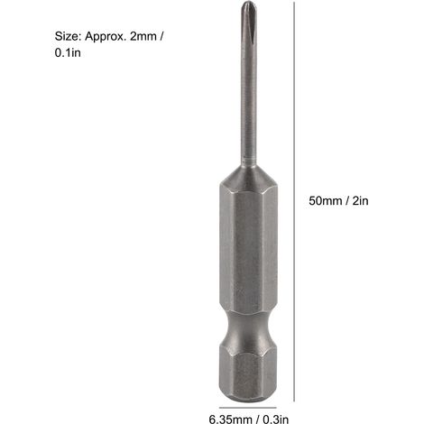 2-mm-Kreuzschlitz-Schraubendreherbit, gehärteter Schraubendreherbit mit magnetischer Spitze S1/4 (1/5)
