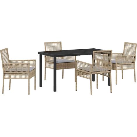 Maison Exclusive - Conjunto de Comedor de Jardín 5 uds. Beige rat (1/5)