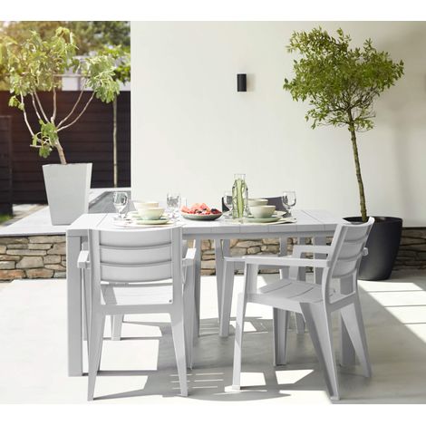 Set Tavolo 147x90 + 6 Poltrone in Resina Colore Bianco mod. Julie