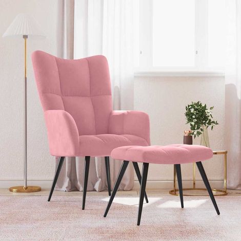vidaXL Chaise de relaxation avec tabouret Rose Velours (1/5)