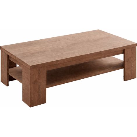 Tavolino Da Caffè Con Ripiano Inferiore E Vano A Giorno Tavolo Basso Moderno Design Elegante Minimal Per Soggiorno Salotto Zona Living Struttura Resistente 41 x 130 x 67 Cm Colore Noce