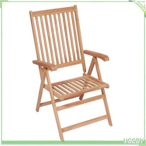 Chaise de jardin inclinable - FAFEICY - 3065525 - Bois de teck massif - Lot de 4 - Dossier 7 positions (1/5)