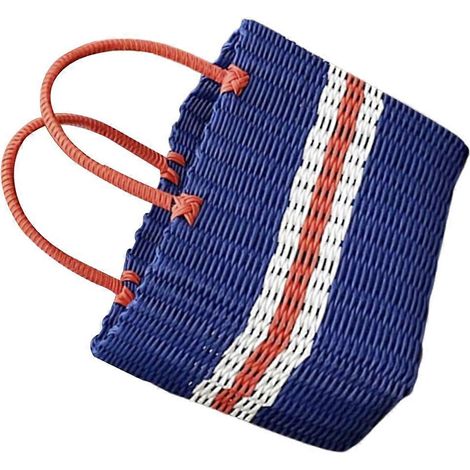 Panier en plastique tressé compatible avec le rangement des légumes, panier vert portatif (1/5)