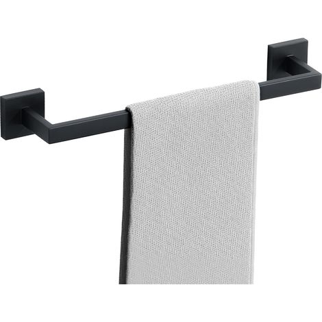 40 cm lange, wandmontierte Handtuchstange aus Edelstahl, schwarze Handtuchstange mit verdeckten Schrauben und verstärktem Rohr, stabile Halterung, Bohrmontage (1/5)