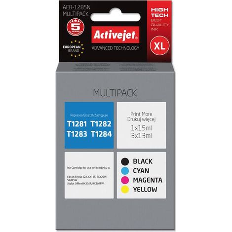 Activejet AEB-1285N cartucho de tinta 4 pieza(s) Compatible Alto rendimiento (XL) Negro, Cian, Magenta, Amarillo