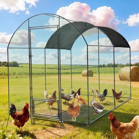 6,13㎡ Pollaio per Galline da esterno Telaio Zincato e Rete di Nylon 2x3x2,2m con Tetto (1/5)